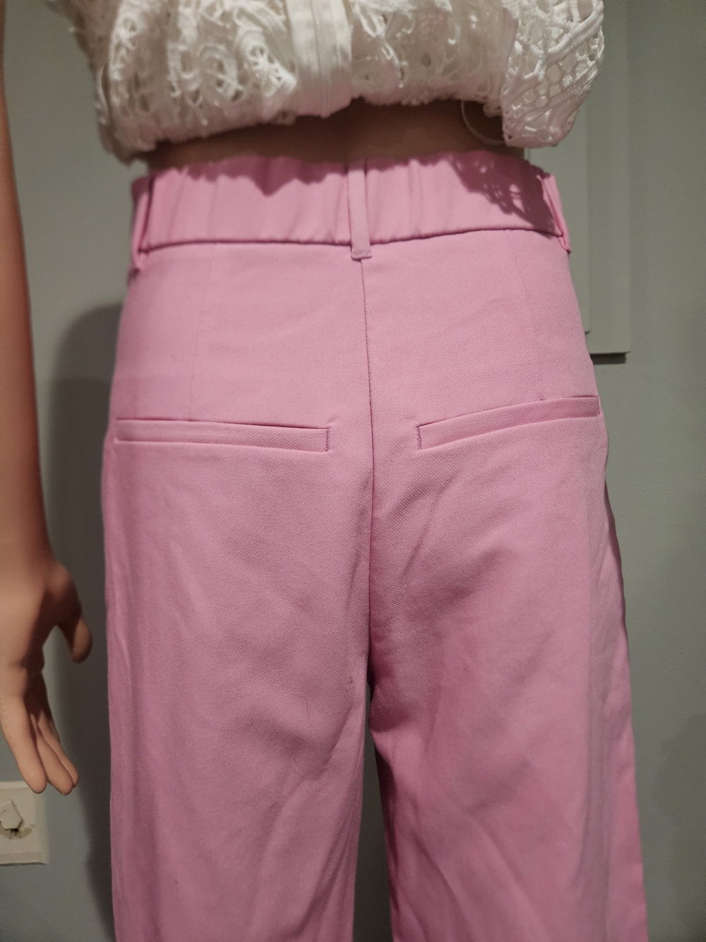 Abercrombie Sloane Pink Wide Leg Trousers High Rise Tailored Pants 27/4 Short - Picture 12 of 16